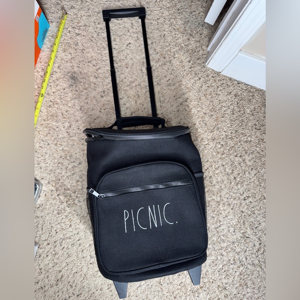 Rae Dunn PICNIC Rolling Cooler Bag Tote Ice Chest Wheels Handled